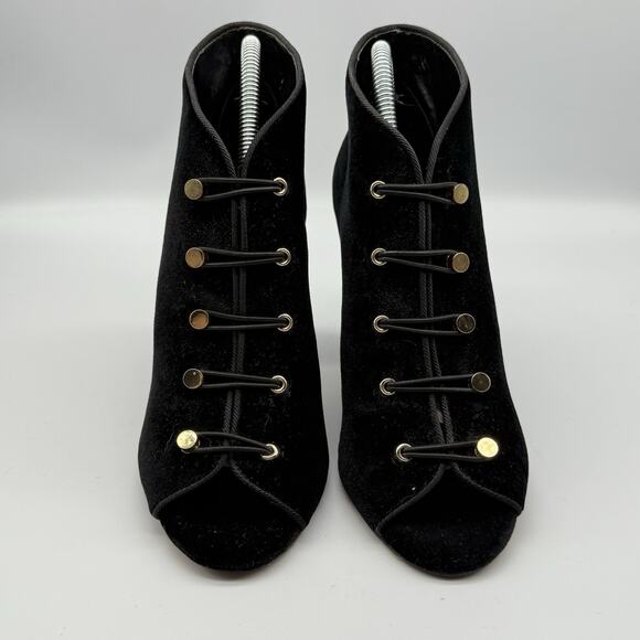 Vince Camuto Black Velvet Victorian Coquette Womens Open Toe Bootie SIZE 6 Goth - Picture 2 of 13